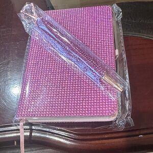 Pink Rhinestone Notebook and Pen Set